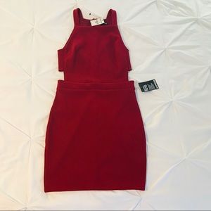 Express, deep red cut out waist dress